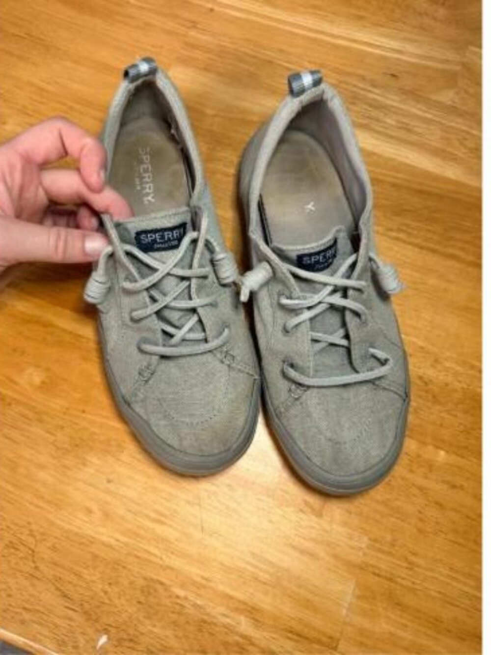 Sperry Crest Vibe Women's Canvas Sneakers Khaki/Gray Size 7.5 M